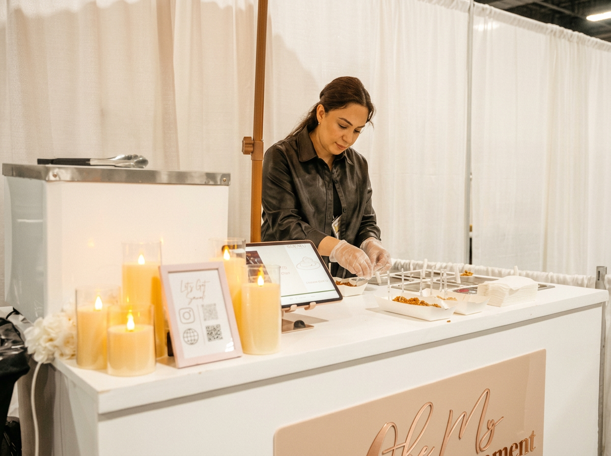 Oh My Doughnuts kiosk set up at an event