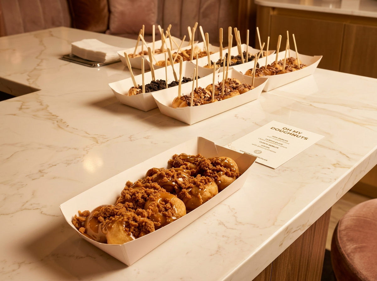 Branded Oh My Doughnuts display at a corporate event in Ottawa