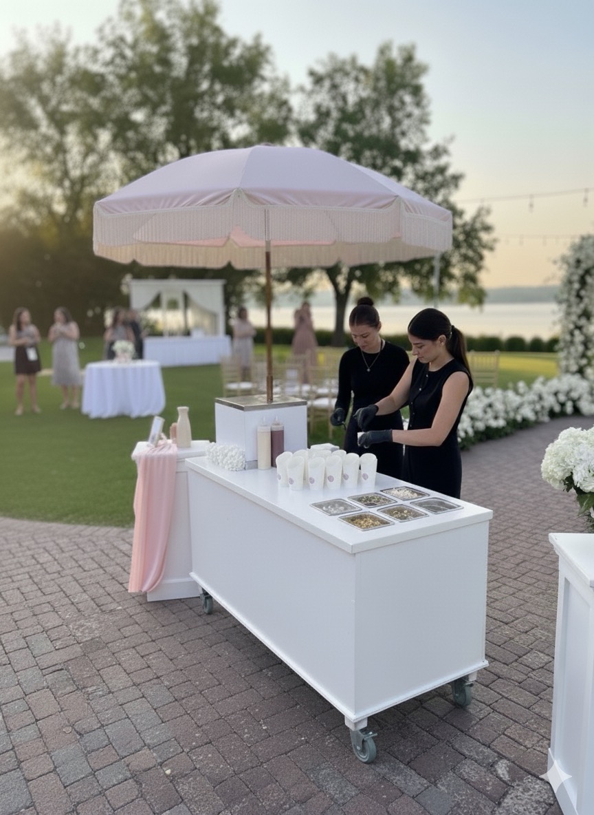 Live mini doughnut dessert station set up at an Ottawa event